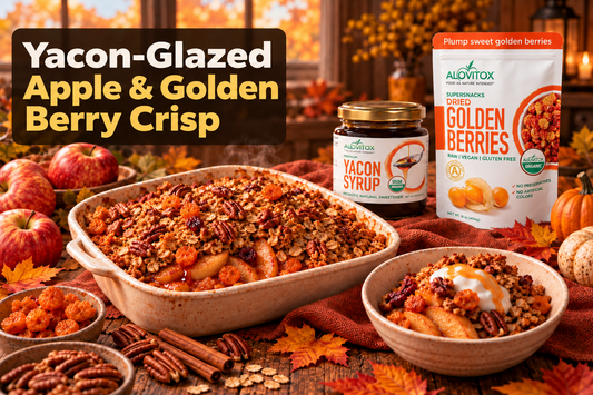 Yacon-Glazed Apple & Golden Berry Crisp